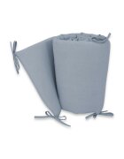 Qmini Aparatoare pentru patut Jeans din muselina dubla 180x30 cm cu panglici