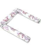 Qmini Aparatoare pentru patut tip rulou cu husa detasabila lungime 180 cm din bumbac Elephants on Rainbow Pink