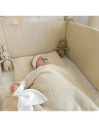 Qmini Aparatoare pentru patut Warm Beige din muselina dubla 180x30 cm cu panglici