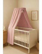 Qmini Baldachin pentru patutleagan Powder Pink din muselina dubla 145x200 cm
