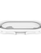 Qmini Cadita de baie pliabila Foldy Pro Care AlbGri cu suport metalic si masuta de infasat termometru electronic dop si furtun pentru scurgere antiderapanta 80x49 cm