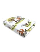 Qmini Cearceaf cu elastic Fox on bikes Natural pentru patut co-sleeper Aurora 76x43 cm din bumbac