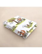 Qmini Cearceaf cu elastic Fox on bikes Natural pentru patut co-sleeper Leonie 83x50 cm din bumbac