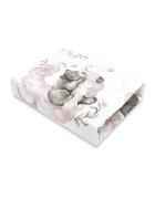 Qmini Cearceaf cu elastic pentru patut 120x60 cm din bumbac Teddy Bear and Friends Pink