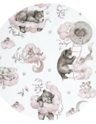 Qmini Cearceaf cu elastic pentru patut 120x60 cm din bumbac Teddy Bear and Friends Pink