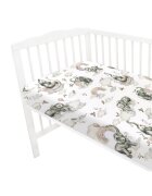 Qmini Cearceaf cu elastic pentru patut 140X70 cm din bumbac Elephants on Rainbow