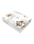 Qmini Cearceaf cu elastic pentru patut 140X70 cm din bumbac Teddy Bear and Friends Beige