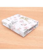 Qmini Cearceaf cu elastic pentru patut co-sleeper Aurora 76x43 cm Sweet Deer pink