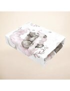 Qmini Cearceaf cu elastic pentru patut co-sleeper Aurora 76x43 cm Teddy Bear and Friend pink