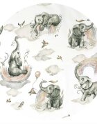 Qmini Cearceaf cu elastic pentru patut co-sleeper Theo 85x46 cm din bumbac Elephants on Rainbow
