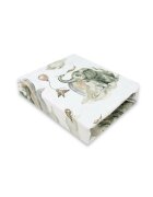 Qmini Cearceaf cu elastic pentru patut co-sleeper Theo 85x46 cm din bumbac Elephants on Rainbow