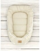 Qmini Cosulet pentru bebelusi Warm beige Baby Nest 55x75 cm husa din muselina dubla
