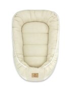 Qmini Cosulet pentru bebelusi Warm beige Baby Nest 55x75 cm husa din muselina dubla