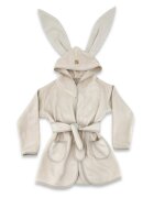 Qmini Halat de baie Beige cu urechi S 6-24 luni moale cu buzunare si cordon din tricot termo-terry din bambus