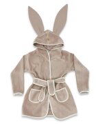 Qmini Halat de baie Mocha cu urechi S 6-24 luni moale cu buzunare si cordon din tricot termo-terry din bambus