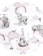 Qmini Lenjerie pat junior cu 3 piese 160x80 cm din bumbac Elephants on Rainbow Pink