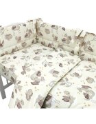 Qmini Lenjerie patut 3 piese cu protectie laterala 120x60 cm Dragons Beige