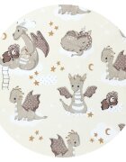 Qmini Lenjerie patut 3 piese cu protectie laterala 120x60 cm Dragons Beige