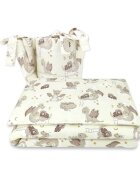 Qmini Lenjerie patut 3 piese cu protectie laterala 120x60 cm Dragons Beige