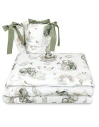 Qmini Lenjerie patut 3 piese cu protectie laterala 120x60 cm Elephants on Rainbow