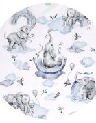 Qmini Lenjerie patut 3 piese cu protectie laterala 120x60 cm Elephants on Rainbow Blue