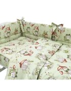 Qmini Lenjerie patut 3 piese cu protectie laterala 120x60 cm Frogs