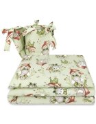 Qmini Lenjerie patut 3 piese cu protectie laterala 120x60 cm Frogs