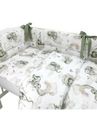 Qmini Lenjerie patut 3 piese cu protectie laterala 140x70 cm Elephants on Rainbow