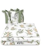 Qmini Lenjerie patut 3 piese cu protectie laterala 140x70 cm Safari