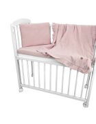 Qmini Lenjerie patut cu 3 piese Aurora Powder Pink pentru co-sleeper din muselina dubla material certificat Oeko Tex Standard 100