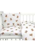Qmini Lenjerie patut cu 3 piese Aurora Teddy Toys pentru co-sleeper din bumbac certificat Oeko Tex Standard 100