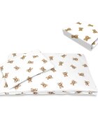 Qmini Lenjerie patut cu 3 piese Aurora Teddy Toys pentru co-sleeper din bumbac certificat Oeko Tex Standard 100