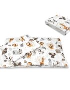 Qmini Lenjerie patut cu 3 piese Aurora Time for Safari pentru co-sleeper din bumbac certificat Oeko Tex Standard 100