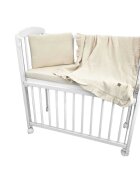 Qmini Lenjerie patut cu 3 piese Aurora Warm Beige pentru co-sleeper din muselina dubla material certificat Oeko Tex Standard 100
