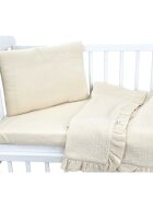 Qmini Lenjerie patut cu 3 piese Aurora Warm Beige pentru co-sleeper din muselina dubla material certificat Oeko Tex Standard 100