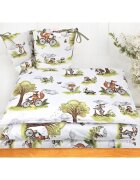 Qmini Lenjerie pentru patut Fox on bikes Natural cu 3 piese 120x60 cm protectie laterala din bumbac