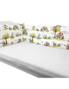 Qmini Lenjerie pentru patut Fox on bikes Natural cu 3 piese 120x60 cm protectie laterala din bumbac