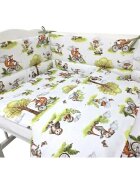 Qmini Lenjerie pentru patut Fox on bikes Natural cu 3 piese 120x60 cm protectie laterala din bumbac