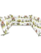 Qmini Lenjerie pentru patut Fox on bikes Natural cu 3 piese 120x60 cm protectie laterala din bumbac