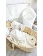 Qmini Paturica de infasat Cream din muselina dubla inchidere cu panglica 75x75 cm