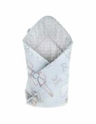 Qmini Paturica de infasat cu fata dubla Minky Wrap nou-nascut din bumbac 80x80 cm Rabbit Night
