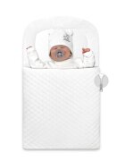 Qmini Paturica de infasat cu fermoar 72x45 cm din catifea matlasata White