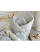 Qmini Paturica de infasat Gray din muselina dubla inchidere cu panglica 75x75 cm