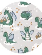 Qmini Paturica de infasat multifunctionala 75x75 cm din bumbac Dragons Gray