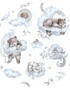 Qmini Paturica de infasat multifunctionala 75x75 cm din bumbac Teddy Bear and Friends Blue