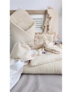 Qmini Paturica de infasat Warm Beige din muselina dubla inchidere cu panglica 75x75 cm