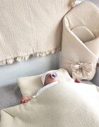 Qmini Paturica de infasat Warm Beige din muselina dubla inchidere cu panglica 75x75 cm
