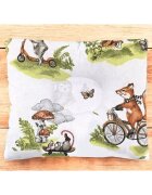 Qmini Perna pentru bebelusi Fox on bikes Natural profilata cu functie anti-soc din bumbac 23x26 cm