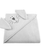 Qmini Prosop cu gluga cu urechi din bumbac 80x80 cm Gray Rabbit
