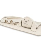Qmini Prosop cu gluga Eared Bear Beige cu broderie si urechi 100x100 cm din tricot termo-terry din bambus